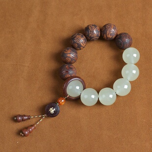 非洲花梨木手串财宝款搭配福字跑环复古男女佛珠手链文玩厂