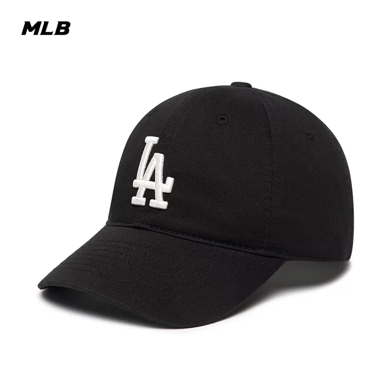MLB大标经典黑色棒球帽新款LA刺绣鸭舌帽四季通用防晒遮阳显脸小