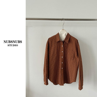 衬衫 3.1大林自制 复古细格子长袖 春日 外套春秋慵懒风衬衣 100棉