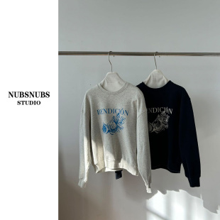 3.1大林自制 韩国东大门设计无花果印花圆领毛圈棉卫衣5589 100棉