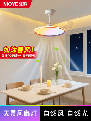 隐形风扇灯青青天空灯自然光家一体机卧室餐厅天空天空天空灯电风