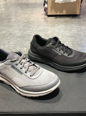 skechers斯凯奇新款简约轻便休闲男鞋低帮绑带缓震健步鞋 216012