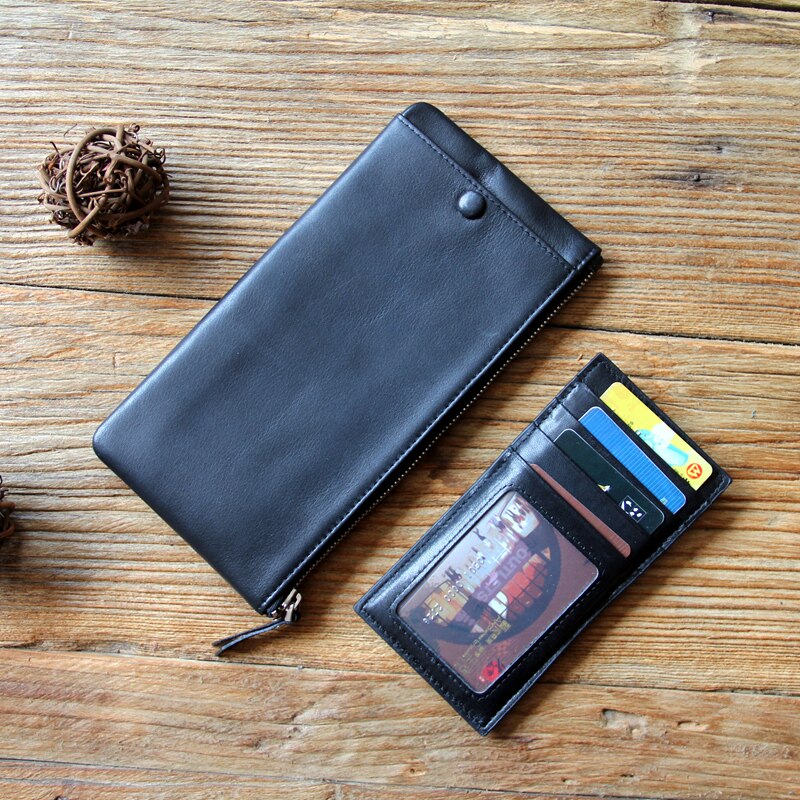 进口头层牛皮钱包软皮超薄信封包真皮长款钱包多功能手拿包手机包