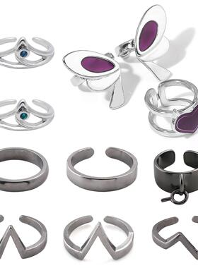 契约暮蝶戒指套装 瓦紫色蝴蝶爱心指环套装二次元COS手饰