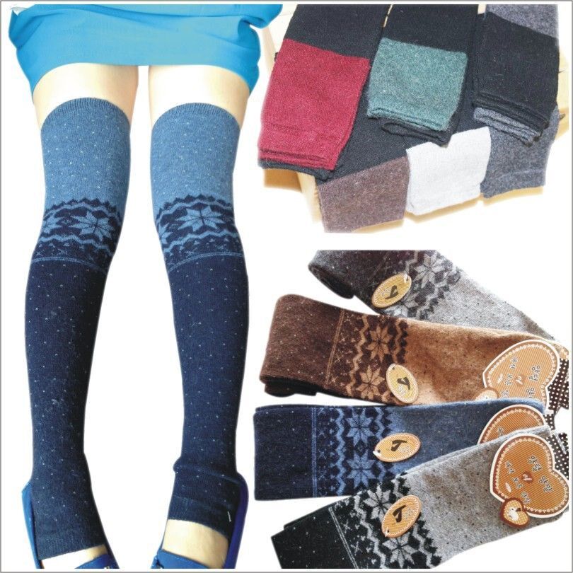 WINTER KNEE PADS KEEP WARM AND COLD-PROOF LADIES THICKENED AND EXTENDED EXTENDED WEAR STYLISH SHIN PADS OVER-THE-KNEE SOCKS