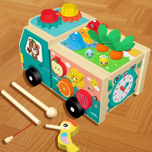 儿童益智玩具农场拔萝卜玩具形状配对积木制智力车宝宝3-6岁SW09