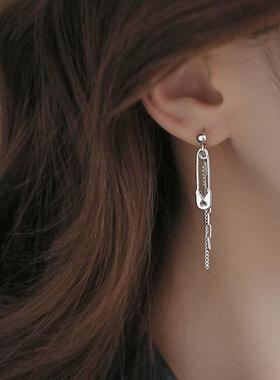 LIHAO回形针链条流苏甜酷曲别针显瘦INS网红辣妹风FORYOU耳钉圆脸