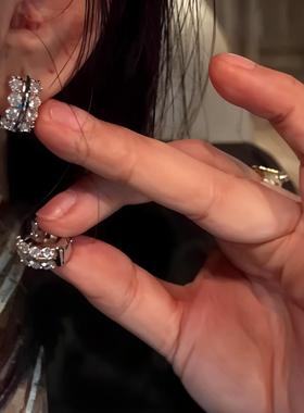 2025年新款爆款耳环轻奢钻石耳扣小众设计感高级耳圈锆石纯银耳钉