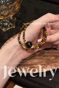 原创 丨天然虎眼石手链双圈招财转运好运平安健康串珠冰曜石蜜蜡