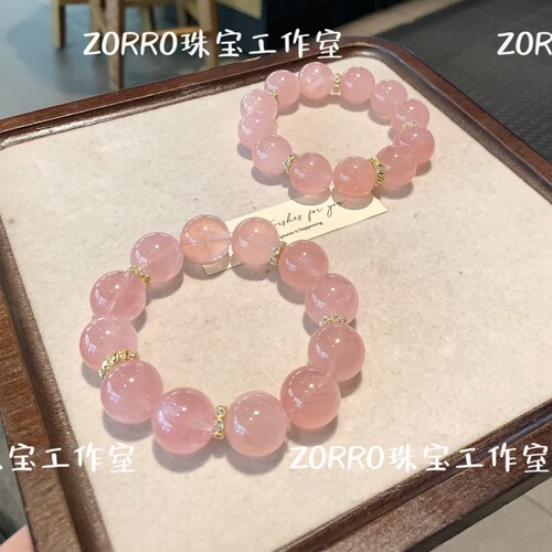 寺庙直发天然粉晶手链桃花姻缘