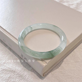 天然新疆金丝玉天山翠雪翠不知春圆条手镯子飘花翡翠玉镯 正品