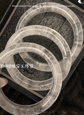 ZORRO珠宝丨天然白幽灵手镯冰川白阿赛玉镯女珠宝翡翠白月光镯子