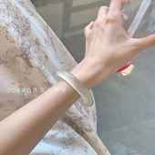 天然高冰透白月光玛瑙荔枝冻玉髓玉手镯马料香槟翡翠 正品 原创