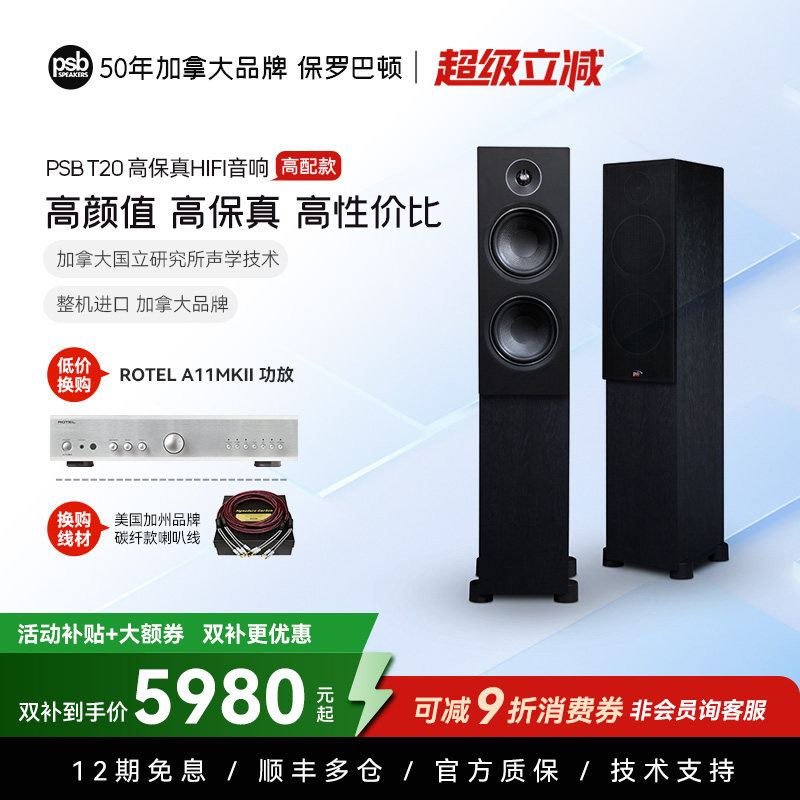 加拿大保罗巴顿PSB T20落地音箱HiFi发烧影院音响