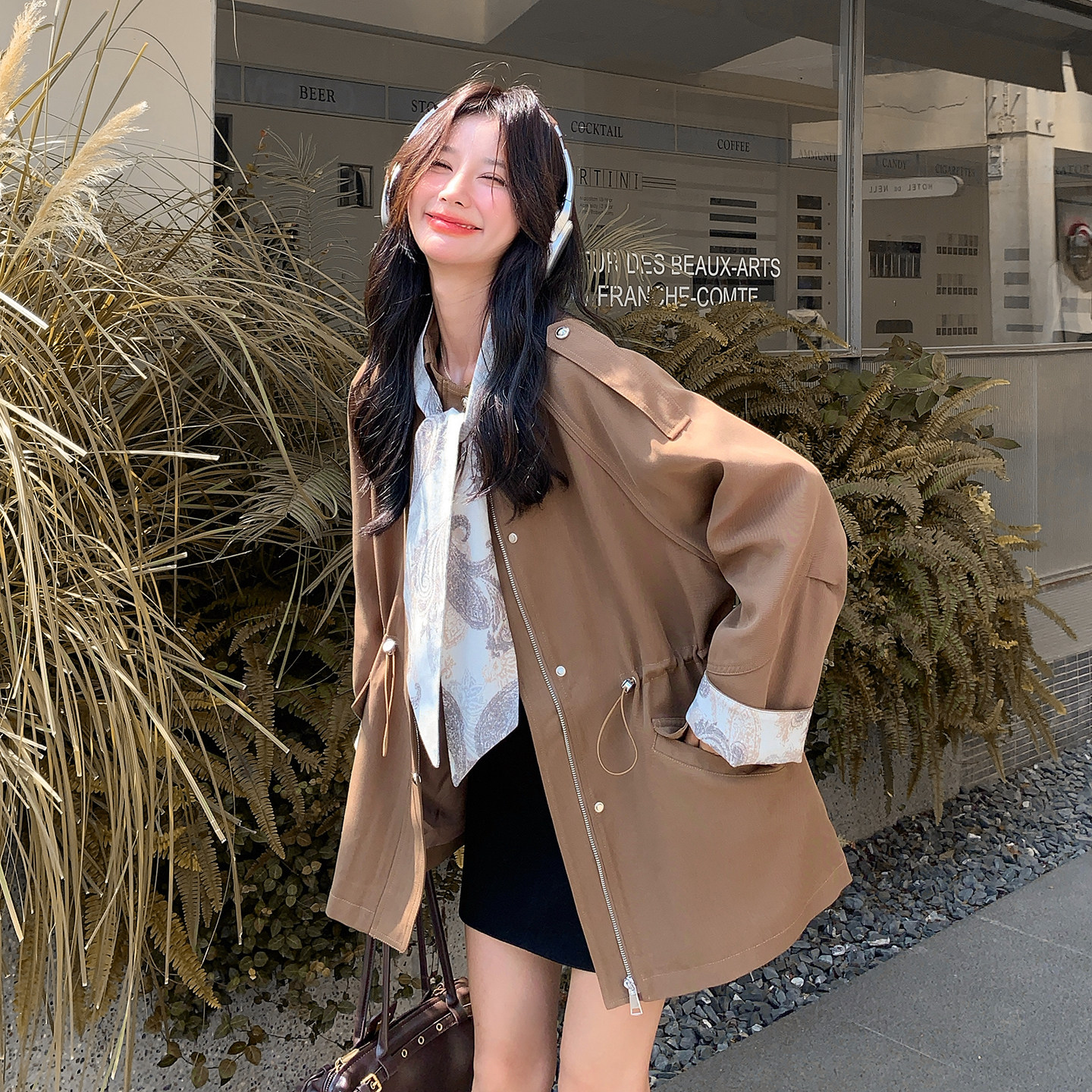 【现货主推】新款工装风衣立领长袖防风收腰外套8510-P205-K308,女装风衣,浙宝106