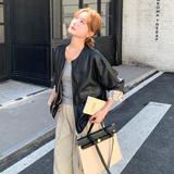 【现货主推】新款圆领短款外套女韩版百搭宽松上衣8512-P165-K248，女装皮衣，浙宝106