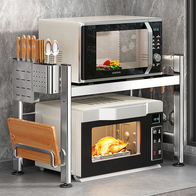 304不锈钢厨房微波炉置物架台面双层烤箱电饭锅电器家用收纳支架,3C数码配件,USB多功能数码宝,淘宝优惠券,粉丝福利购,淘宝优惠卷