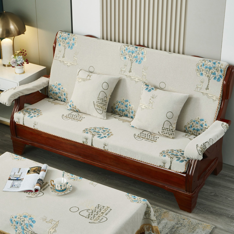 实木沙发垫带靠背中式红木质沙发坐垫加厚海绵老式木头春秋椅垫子
