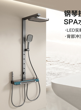 沐牌家用枪灰色数显恒温增压SPA按摩大置物浴室简易淋浴花洒套装