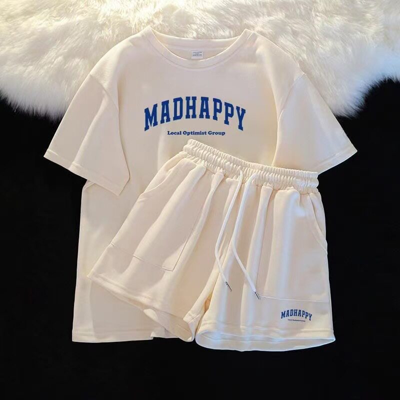 夏天搭配一整套！休闲运动套装女2026新款时尚宽松短袖短裤两件套