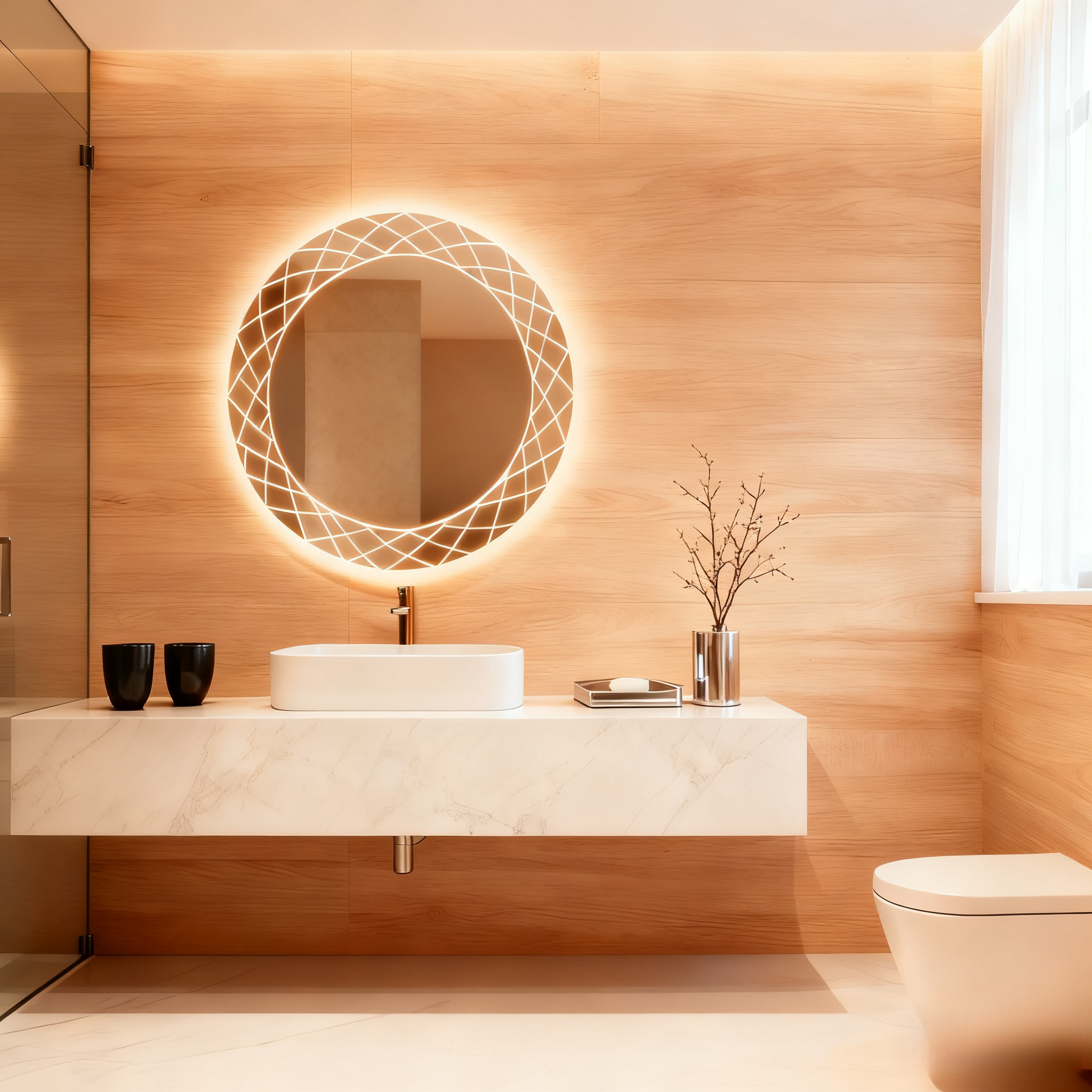 圆形智能浴室镜挂墙式感应镜