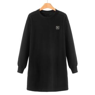 休闲宽松罗纹拼接中长加绒卫衣111 冬装 599西湖阁老 熠