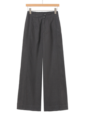 489 55%莱赛尔【境】春装 纽扣高腰天丝松紧拖地阔脚裤337