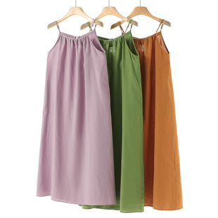 春装 兰 吊带纯欲可外穿系带打底连衣裙023 41%苎麻 569