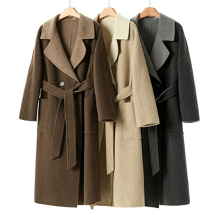 拼色翻领开叉双拼色双面呢长毛大衣329 冬季 100绵羊毛 之