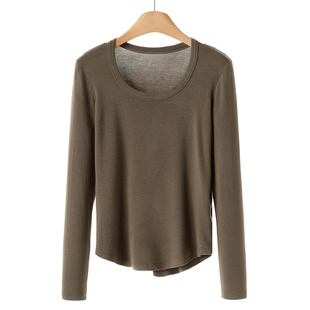 低圆领天丝含绵羊毛弧形摆打底针织衫 冬装 030 兰 339莱赛尔