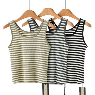 U型领可外穿打底条纹背心小衫 夏装 506 兰 139西湖阁老