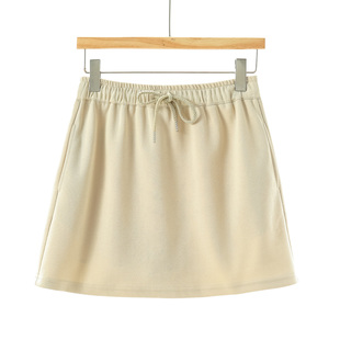 松紧腰带抽绳纯色运动休闲半身短裙601 韩货春季 西湖阁老