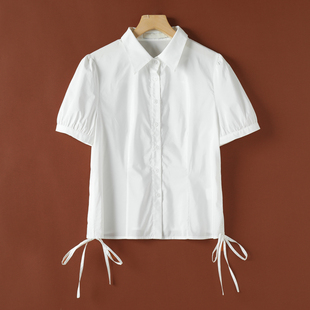 小心机侧边抽绳露腰棉质衬衫 夏季 503弜 栖 399西湖阁老