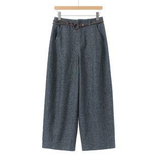 编织腰带御姐高挑人字纹阔腿裤 26春装 618 葛 51%亚麻