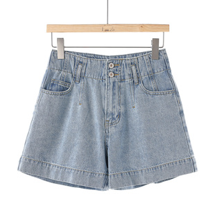 13.9再生纤维素纤维 夏装 小个显高挑宽脚高腰牛仔短裤 326 境