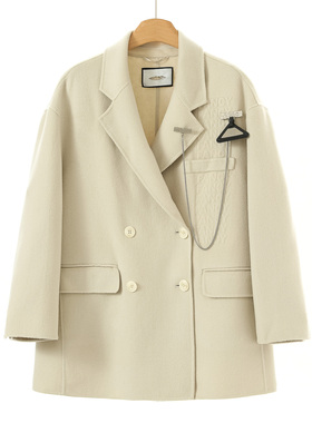 2798过西湖阁老100绵羊毛【NA】K冬装 西装式链条双面呢大衣004剪