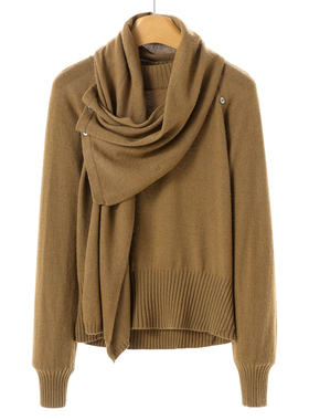 799 15%山羊绒【熠】冬装 绵羊毛插肩袖送披肩毛衣337