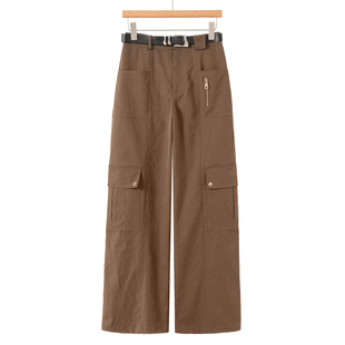 裤 599西湖阁老 刺绣高腰多口袋宽脚拖地工装 春装 625 序