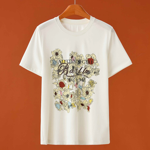 春装 栖 52%莱赛尔纤维印花直筒天丝T恤818 桑蚕丝 439