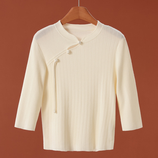 77%莱赛尔 天丝针织衫 兹 旗袍领盘扣新中式 202 春装 599