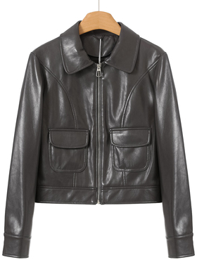 499西湖阁老【帛】26春装*绍 软面PU机车酷帅拉链短外套611