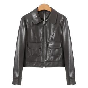 绍 26春装 软面PU机车酷帅拉链短外套611 帛 499西湖阁老