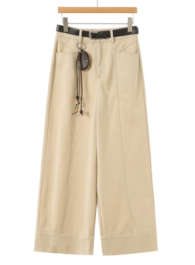 499 65%莱赛尔【HO】春装 *绍 高腰拼接线天丝阔腿裤384