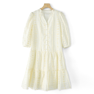 温柔减龄刺绣花朵毛条流苏连衣裙701 春季 899莱赛尔天丝 栖