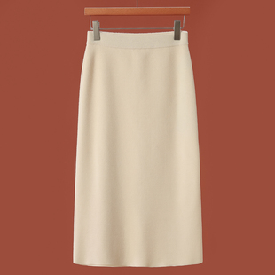 冬季 莫Y 包臀开叉松紧高腰针织半身裙212 43%绵羊毛 699