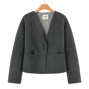 春装 兰 V领暗扣短双面呢长毛大衣766 100绵羊毛 1699