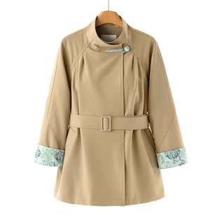 国风提花拼接袖 春装 立领风衣外套110 栖 899西湖阁老