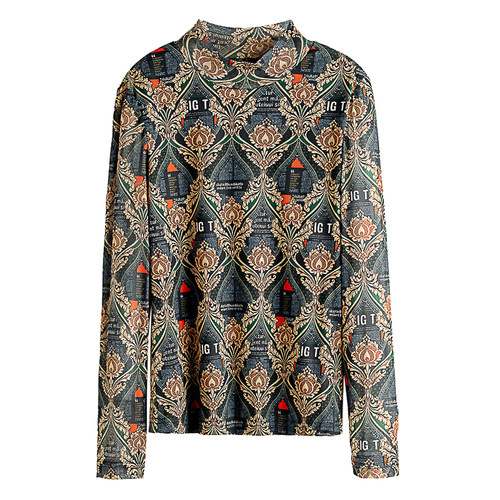 西湖阁老【妃】春季 弹性打底立领T恤小衫FX376