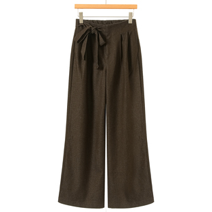 高腰系带垂感松紧宽脚裤 459西湖阁老 冬装 当季 015 帛