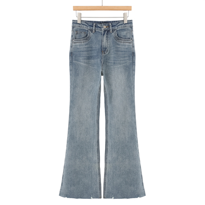 689含再生纤维素纤维【TH】春装 显瘦磨边喇叭牛仔裤023